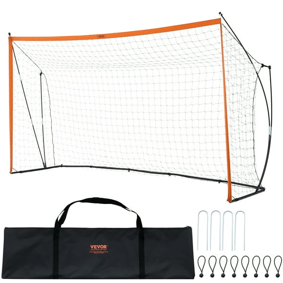 VEVOR 12x6 ft Portable Soccer Goal Kids Soccer Net Carry Bag Backyard Training Orange