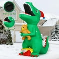 thumbnail image 6 of GOOSH 6.5 FT Green Dinosaur Christmas Inflatable Cute Christmas Dinosaur Inflatable Dinosaur Inflatable Christmas Decorations with Build-in LED Light for Indoor Outdoor Party Garden Christmas Decor, 6 of 8