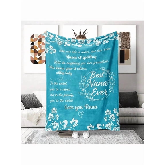 Super Soft Personalized Flannel Throw Blanket for Nana, Grass Green - Cozy Gift for Birthday, Christmas, Mother's Day from Family & Friends