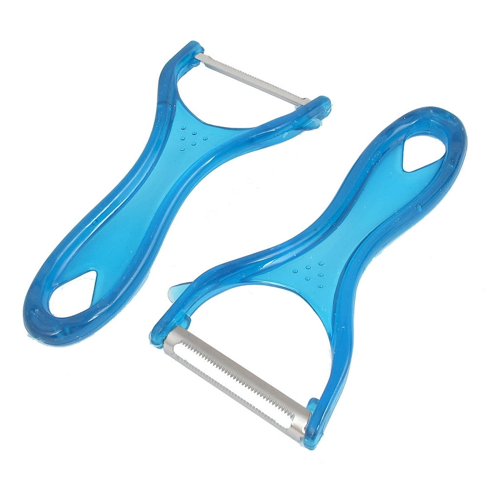 2pcs Blue Plastic Grip Fruit Vegetable Carrot Potato Peeler Parer Slicer Cutter