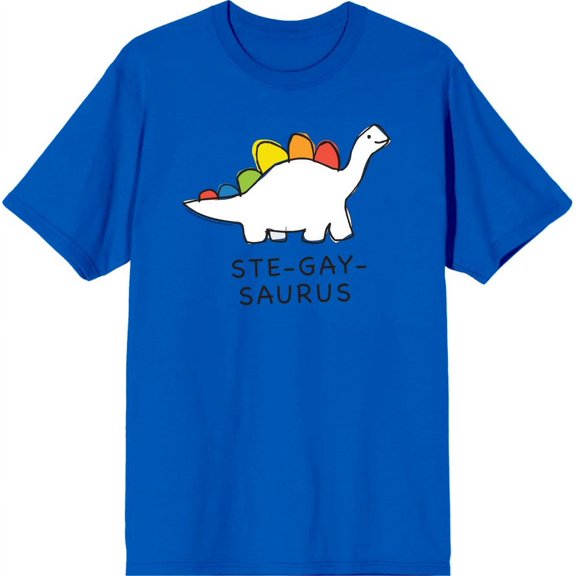 Pride Ste-Gay-Saurus Men's Blue Crew Neck Short Sleeve Tee-Medium