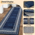 thumbnail image 4 of GarveeHome 2x6 Washable Runner Rug Modern Geometric Bordered Rug Low Pile Non Slip Floor Carpet, Soft Non Shedding Hallway Runner, Distressed Thin Runner for Entryway, Kitchen, Blue, 4 of 8