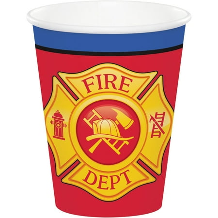 Flaming Fire Truck - 9oz Paper Cups (8ct)