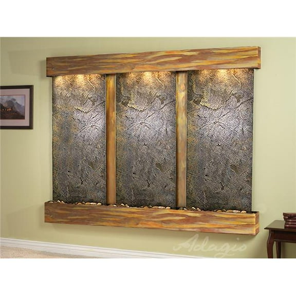 Adagio DCS1012 Deep Creek Falls Square Rustic Copper Green Featherstone Wall Fountain