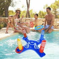 Loyerfyivos Inflatable Pool Game Toys Floating Swimming Pool with 4 Pcs Rings