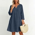 thumbnail image 2 of Lmueinov Womens Cotton Linen Dress Lightweight Long Sleeve V-Neck Tunic Dress with Pockets Vacation Shirt Dress for Women Casual Fall Outfits, 2 of 7
