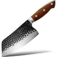 thumbnail image 1 of KONOLL Meat Cleaver 7 inch Forged Hammered Kitchen Knife German High Carbon Steel Chinese Knife Butcher knives Vegetable Cutting Knife with solid wood Handle, 1 of 5