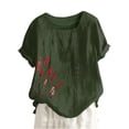 thumbnail image 1 of Camisas de Manga Corta para las Mujeres Blusa Suelta de Impresión de Flores de Verano, Camisa para el Hogar Y el Uso Diario, 1 of 5