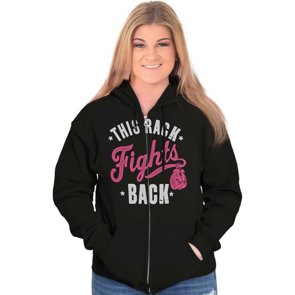 This Rack Fights Back Breast Cancer Zip Hoodie Sweatshirt Women Brisco Brands S