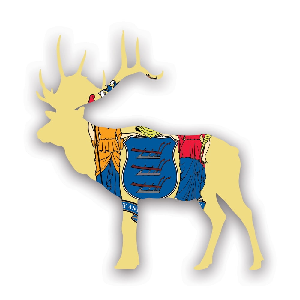 New Jersey State Flag Sticker - Self-Adhesive Vinyl Decal Made In USA