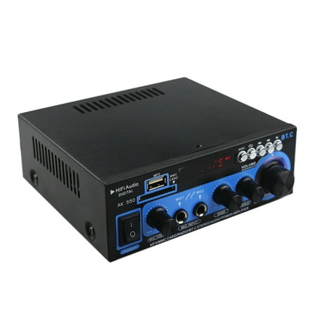 audio 30w dual microphone lcd fm radio channel bt mp3 sd usb amp mini slot amplifier input receiver remote une