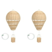 2pcs Natural Rattan Woven Hot Air Balloon Decor Delicate Kids Room Rattan Craft