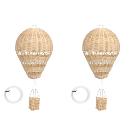 2pcs Natural Rattan Woven Hot Air Balloon Decor Delicate Kids Room Rattan Craft