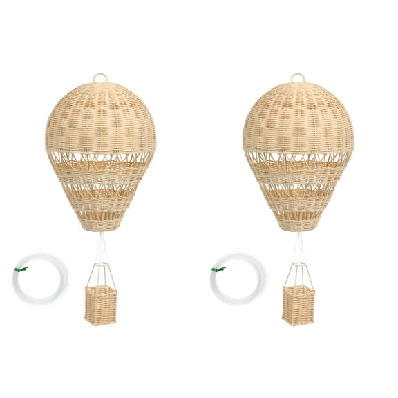 2pcs Natural Rattan Woven Hot Air Balloon Decor Delicate Kids Room Rattan Craft