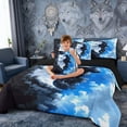 thumbnail image 5 of Erosebridal Yin Yang Black White Wolf Print Twin Bedding Sets, Cloudy Sky Bedding Comforter Set for Men and Women, Black Reversible 7-Piece, 5 of 6