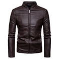 thumbnail image 4 of Chaqueta de cuero con cuello alto confiable de moda coreana para hombre de otoño e invierno, 4 of 5