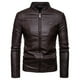 thumbnail image 3 of Chaqueta de cuero con cuello alto confiable de moda coreana para hombre de otoño e invierno, 3 of 5