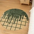 thumbnail image 5 of Green and Mustard Rug 17X17, Geometric Wool, Tufted Rugs, Bed, Kid’s, room, Round Carpet, 5 of 6