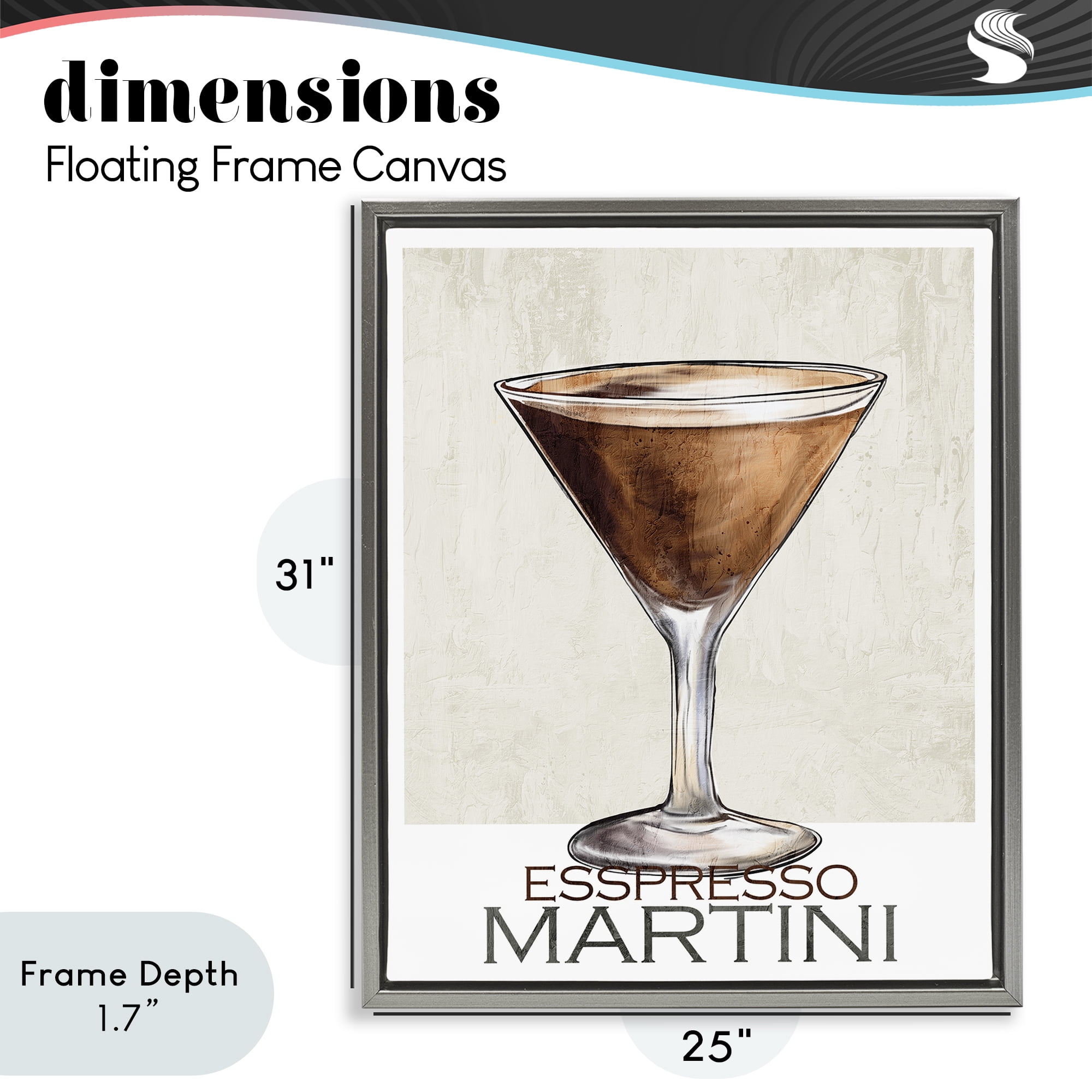 Stupell Industries Sophisticated Espresso Martini Gray Framed Floater Canvas Wall Art, design by Kim Allen