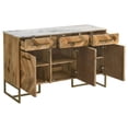 thumbnail image 3 of Keaton 3-door Marble Top Herringbone Accent Cabinet Natural, 3 of 15