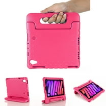 Feishell Kids-Friendly Case for Apple iPad mini (6th generation) Released 2021,Shockproof EVA Foam Cover Portable Handle Stand Child Proof Rugged Protective Case Cover,Rose