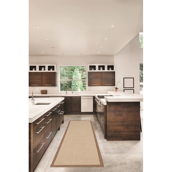 Linon Empire Machine Tufted Wool 2'6"x8' Rug in Natural and Beige