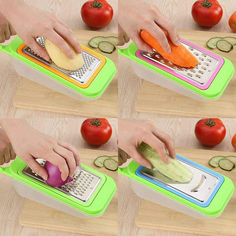 Stainless Steel Vegetable Slicer Set with 4 sharp Blades Multi-Purpose  Handheld Vegetable Cutter Cheese Grater Home Kitchen Accessories for  Vegetables Fruits 