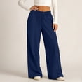 thumbnail image 4 of Women's Wide Leg Pants High Waisted Beach Palazzo Pants Soft Drawstring Trousers with Pockets Blue 2XL, 4 of 7