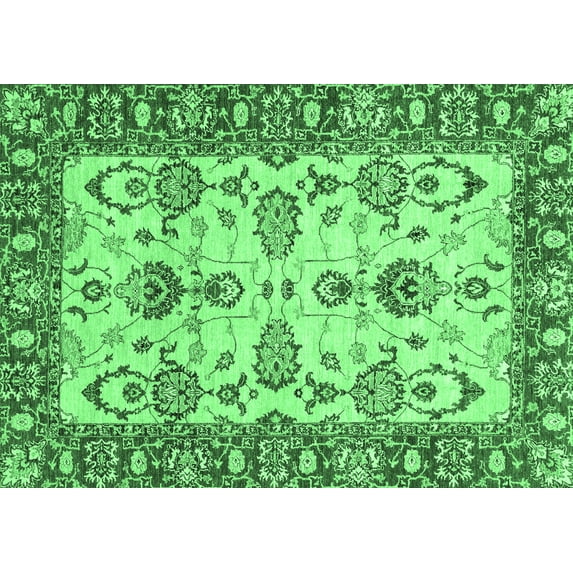 Ahgly Company Indoor Rectangle Oriental Emerald Green Modern Area Rugs, 5' x 8'