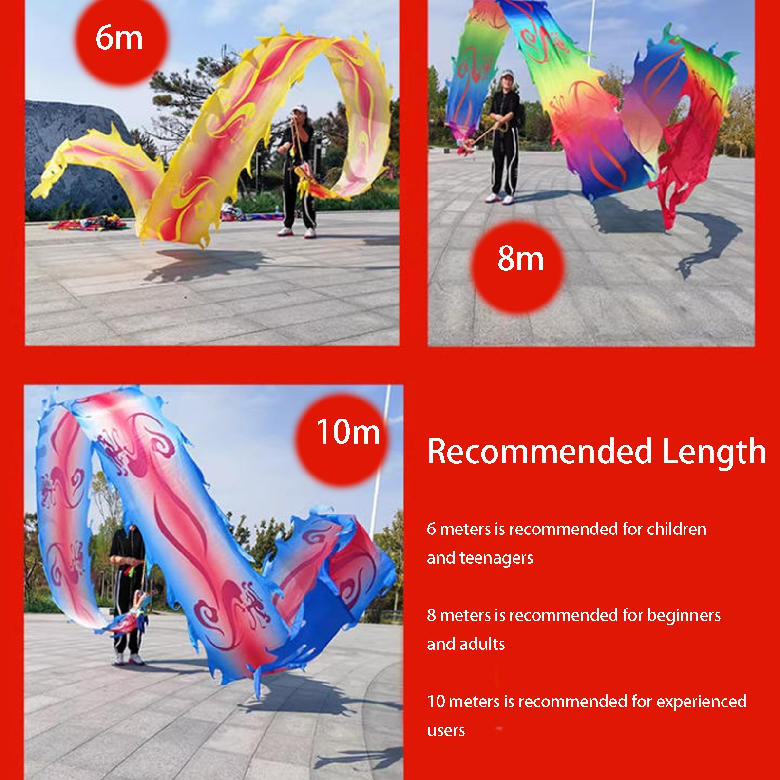 Dragon Ribbon Poi, Slingshot Dragon Streamer, with 3D Dragon Head and Swing Rope, Sports Fitness Dragon Dancer Streamer Set for the Park/Yard/Beach