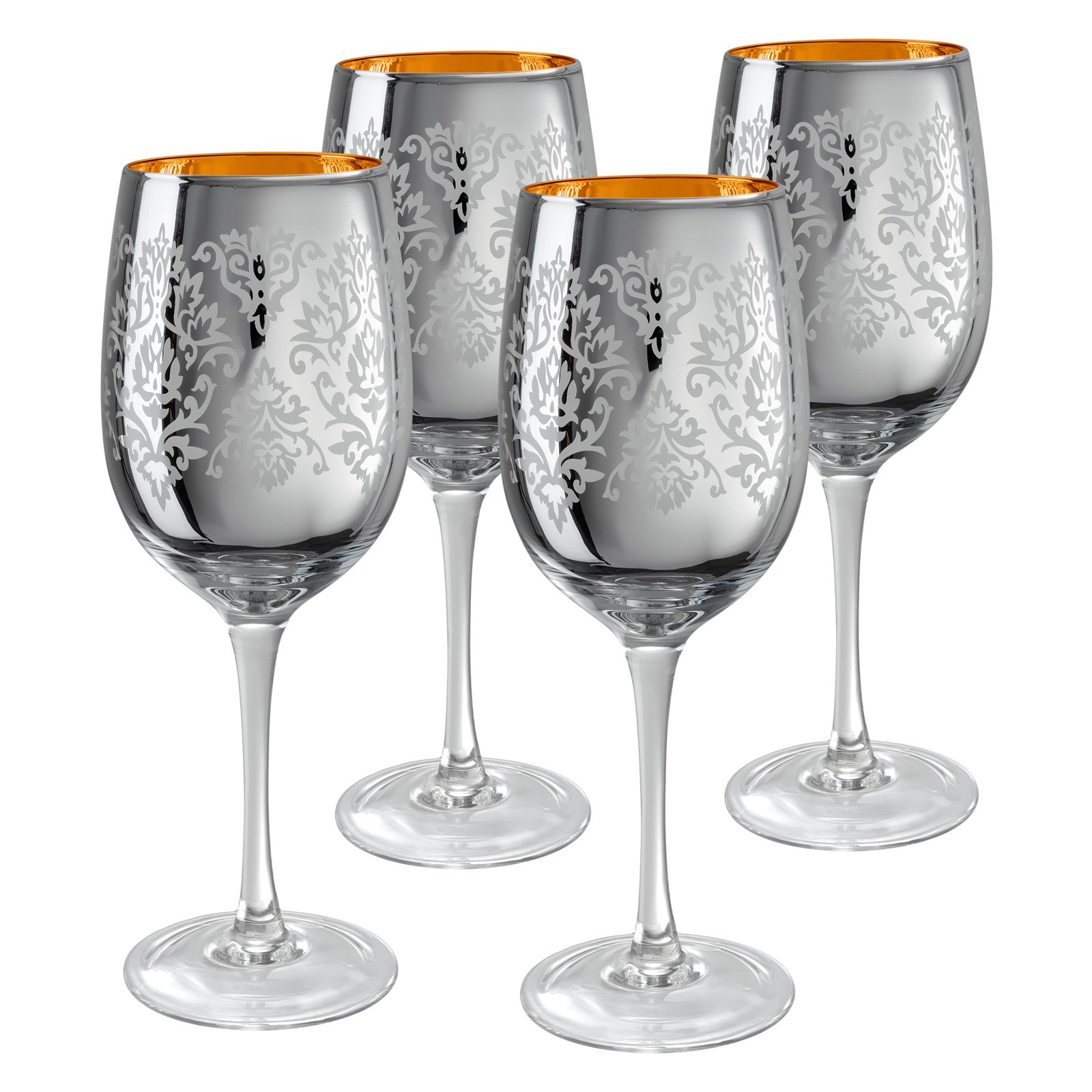 Artland Inc. Silver Brocade Wine Glasses Set of 4