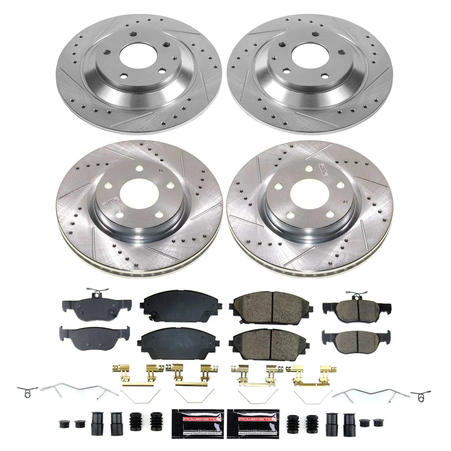 PowerStop Front and Rear Z23 Evolution Sport Carbon-Fiber Ceramic Brake Pad and Drilled & Slotted Rotor Kit Fits: MAZDA Select Models K9137
