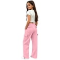 thumbnail image 3 of ZHOGXU Trendy Solid Color Elastic Waist Drawstring Cargo Jogger Wide Leg Kids Girls Pants With Pocket Comfortable Everyday Wear, 3 of 6