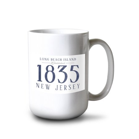 

15 fl oz Ceramic Mug Long Beach Island New Jersey Established Date (Blue) Dishwasher & Microwave Safe