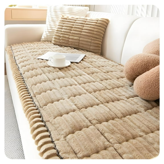 BESTSKY Thickened Corduroy Sofa Protector Non-Slip Couch Slipcover for Pets Soft and Durable Large Couch Cover Protective Cover for Sofa Light Coffee 27.5x59 in