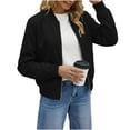 thumbnail image 6 of RongHuan Jacket for Womens Casual Zip Up Ribbed Long Sleeve Fall Coat Lightweight Bomber Jackets with Pockets, 6 of 7