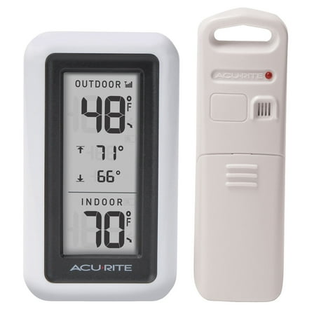 AcuRite Indoor/Outdoor Digital Temperature Gauge with Wireless Thermometer Outside for Outdoor Temperature and Daily High/Low Records (00424CA)