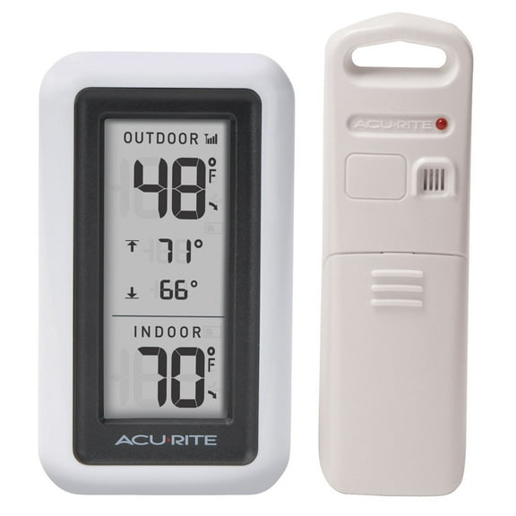 AcuRite Indoor/Outdoor Digital Temperature Gauge with Wireless Thermometer Outside for Outdoor Temperature and Daily High/Low Records (00424CA)