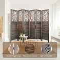 thumbnail image 6 of SWQQWEI Partition Wall Divider Folding Privacy 6FT Carved Wood for Office Restaurant Rustic Brown, 6 of 8