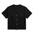 thumbnail image 4 of MSJUHEG Cardigan for Women Short Sleeve Shrug Oversized Sweater Cropped Cardigans Lightweight Cardigans Button Down Shirts Button Up Sweaters Fall Winter Sweater Coat Black M, 4 of 4