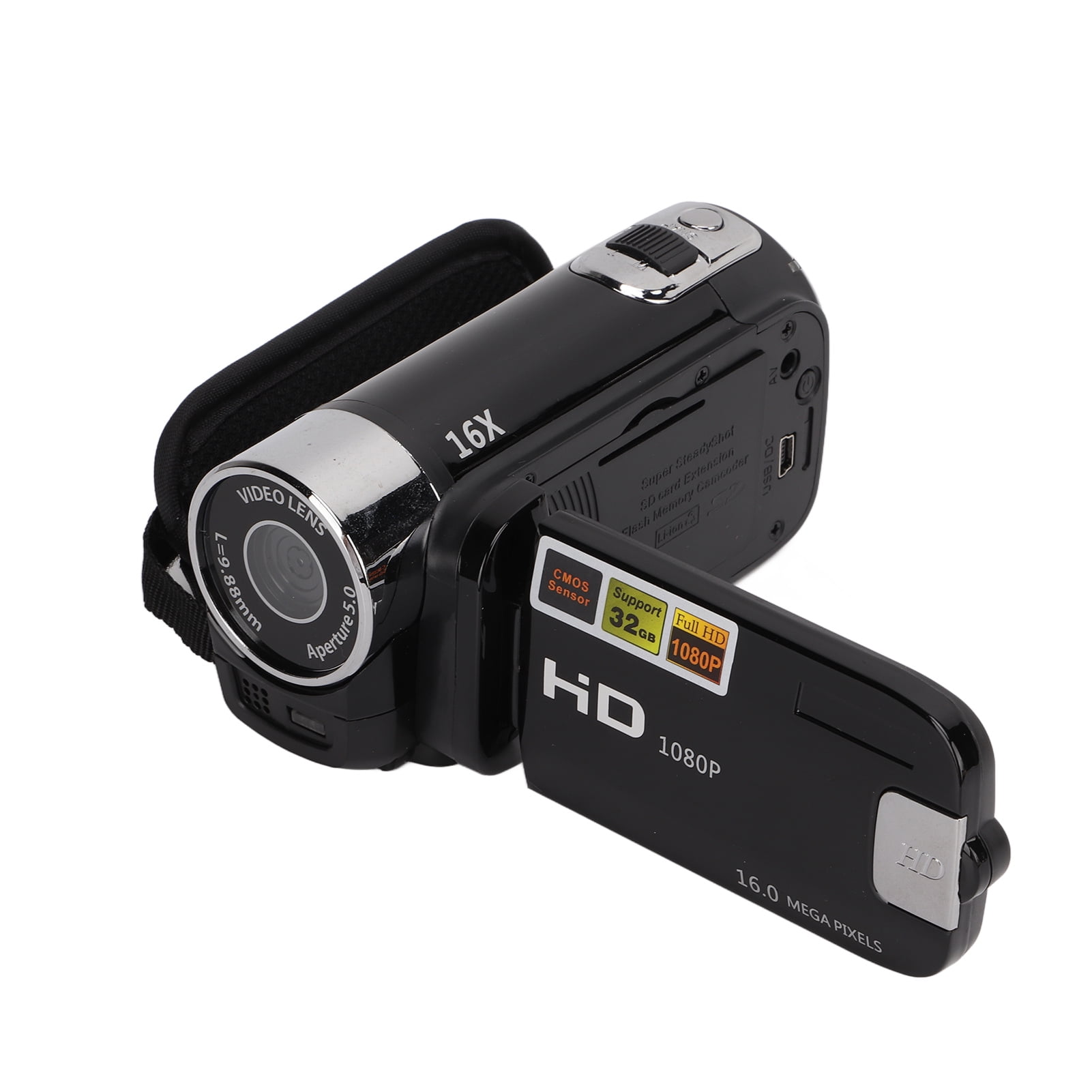 Video Camera Camcorder Full HD 1080P 16MP Camera Recorder 270° Rotation 2.7 Inch Color Screen 16X Zoom Digital CamcordersBlack