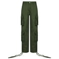 thumbnail image 2 of Gibobby Pantalones deportivos tipo cargo para mujer Pantalones de con cintura de mezclilla, pantalones cortos rasgados para mujer, pantalones informales para mujer(Verde,XL), 2 of 5