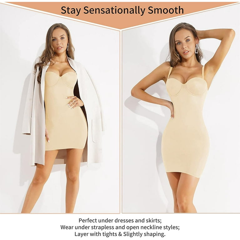 Women Slimming Shapewear Built-in Bra Tube Dress Slip Seamless