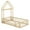 Beige, variant on Costway Twin Size House Floor Bed with House-shaped Headboard Clothes Hanger without Slats Beige