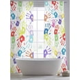 thumbnail image 4 of Colorful Cartoon Handprint Sheer Curtains 2 Panels Set Cute Watercolor Red Green Blue Graffiti Sheer Window Curtains Light Filtering Rod Pocket Voile Drapes for Bedroom Living Room 52"X84", 4 of 8