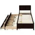 paproos Espresso Twin Size Bed Frame with Trundle Included, Wood