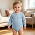thumbnail image 6 of 0-3 Months Newborn Preemie Baby Bodysuit Footies Romper Baby Bodysuit Long Sleeve Romper Bodysuit Pajamas Rompers Home Clothes Blue Rompers Baby Gift, 6 of 8