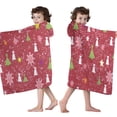 thumbnail image 4 of Red Christmas Snowflake Tree and Star Pattern Hooded Bath Towel，50"x30" for Ages 3 To 12 Kids, Quick Dry Lightweight Soft Microfiber Hood Beach Towel Cover Up for Kids, 4 of 7