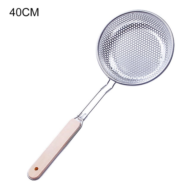 Bewildely Colador, colador, fideos, espátula para cocinar, Pasta, aceite, cuchara, colador, herramienta de cocina, mango de madera, acero inoxidable, Cocina y Comedor dieciséis# Bewildely HA000750-02