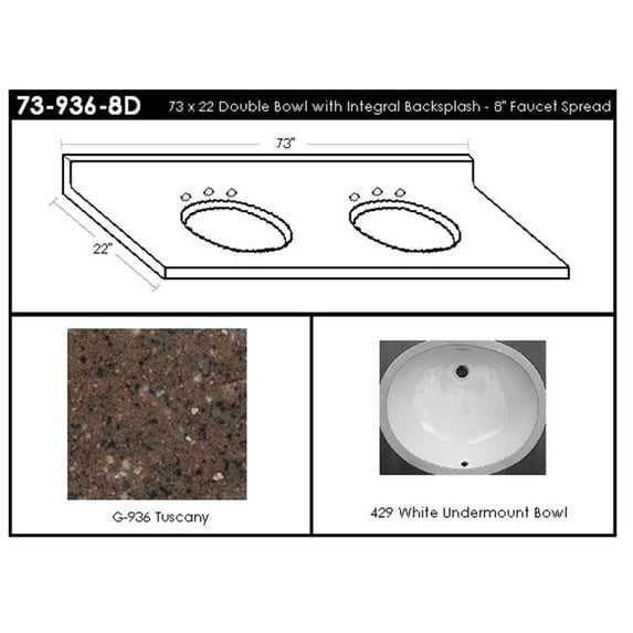 MarCraft 73-936-8D Double Bowl Vanity Top